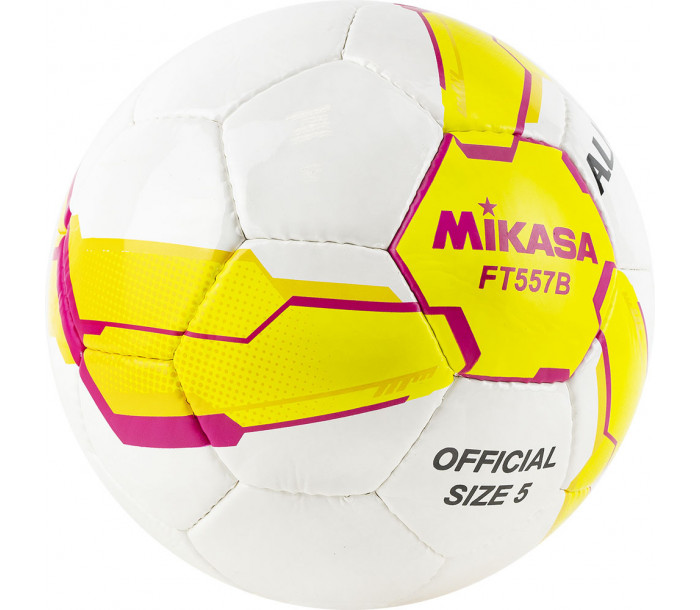 Мяч футбольный "MIKASA FT557B-YP", р.5, 32панели, глянцевый ПВХ, ручная сшивка, латексная камера, бело-желтый-фото 2 hover image